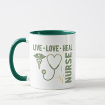 Live Love Heal Nurse Caduceus Stethoscope ECG Mug 