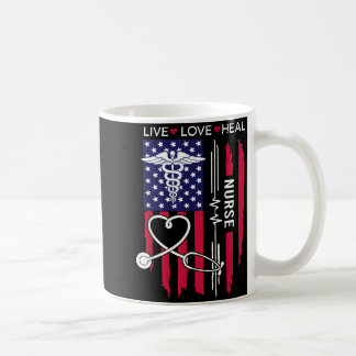Live Love Heal Nurse Patriotic American Flag Coffee Mug