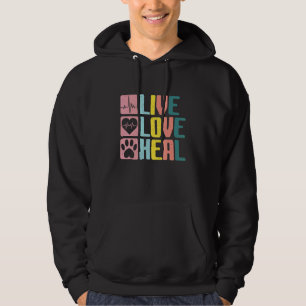 Live Love Heal Vet Tech Veterinary Technician Cat Hoodie