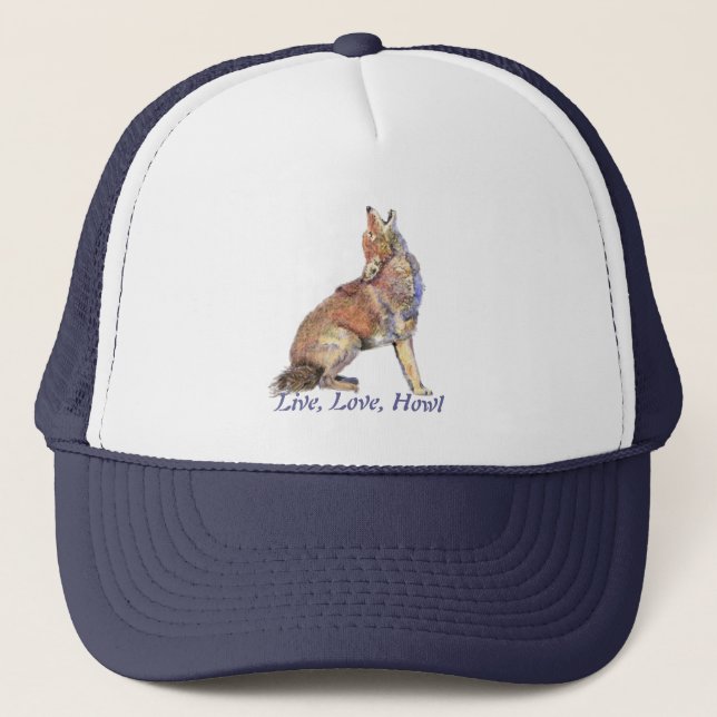 Live Love Howl Fun Quote Howling Coyotes Trucker Hat (Front)