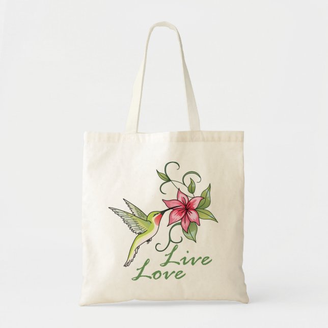Live Love Hummingbird Tote Bag (Front)