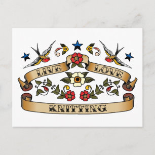 Live Love Knitting Postcard