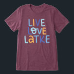 Live Love Latke Hanukkah Design<br><div class="desc">Celebrate the joy of Hanukkah with this colourful "Live Love Latke" design. Featuring bright colours and playful typography,  this graphic is perfect for a variety of products,  from home decor to gifts. Add a touch of holiday spirit and deliciousness to your space with this fun and festive design.</div>