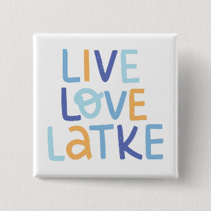Live Love Latke Hanukkah Design 15 Cm Square Badge