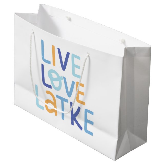 Live Love Latke Hanukkah Design Large Gift Bag (Front Angled)