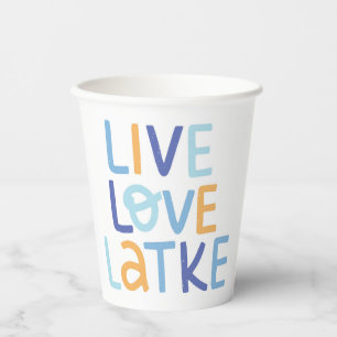 Live Love Latke Hanukkah Design Paper Cups