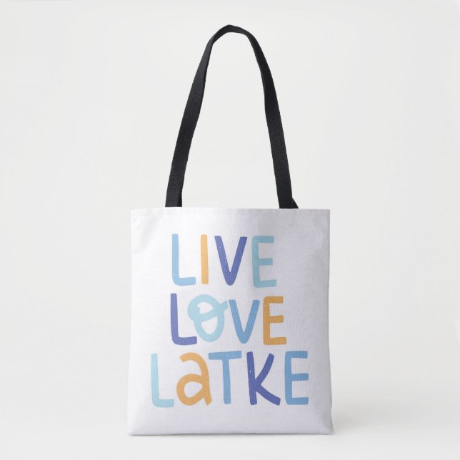 Live Love Latke Hanukkah Design Tote Bag (Front)