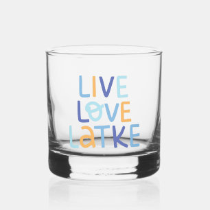 Live Love Latke Hanukkah Design Whiskey Glass