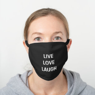 Live Love Laugh Black Cotton Face Mask