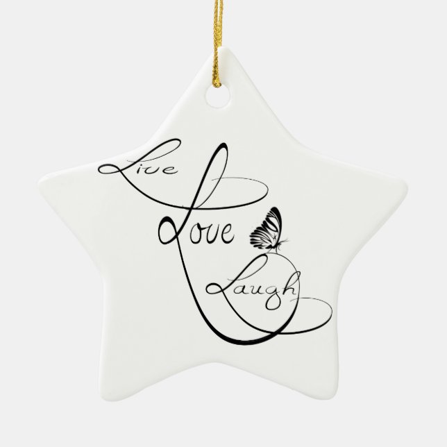 Live love Laugh Ceramic Tree Decoration (Front)