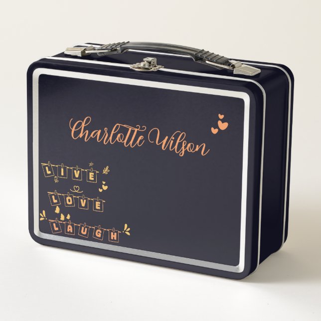 Live Love Laugh Cute Notedry Personalise Metal Lunch Box (Front)