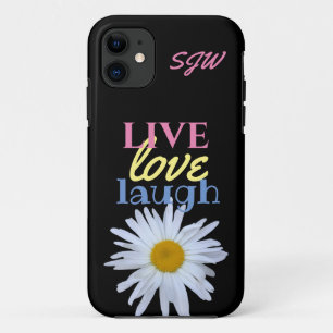 Live Love Laugh fun colourful type black iPhone 11 Case