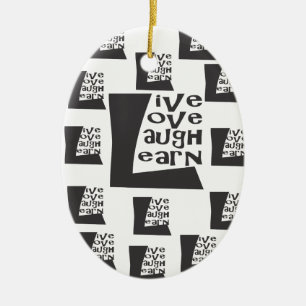 Live, Love, Laugh, Learn Ceramic Tree Decoration