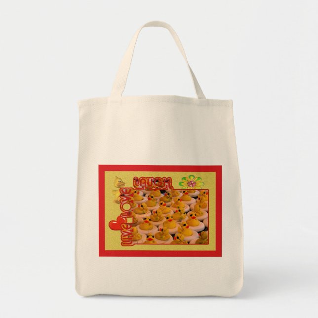 Live Love Laugh Rubber Ducks Inspirational Bag (Front)