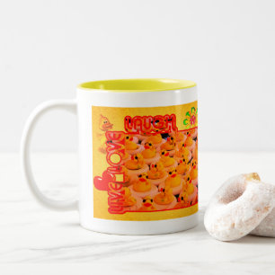 Live Love Laugh Rubber Ducks Inspirational  Two-Tone Coffee Mug