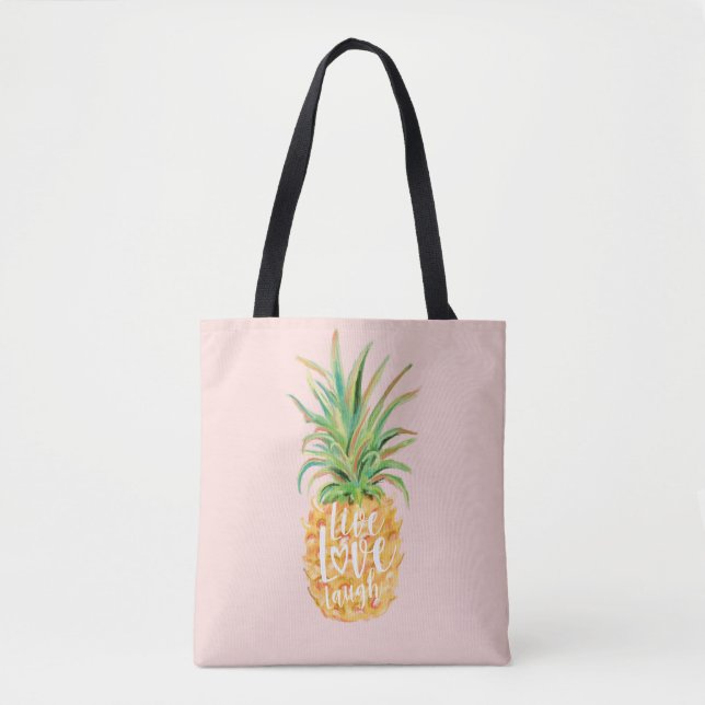 Live Love Laugh | Trendy Topical Island Pineapple Tote Bag (Front)