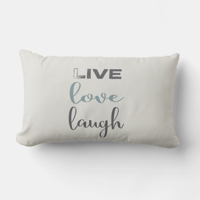 Live Love Laugh Typography Quote Lumbar Cushion (Front)