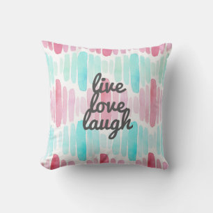 Live Love Laugh Watercolor Throw Pillow