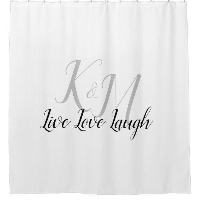 Live Love Laugh with Couple's Initials Shower Curtain (Front)