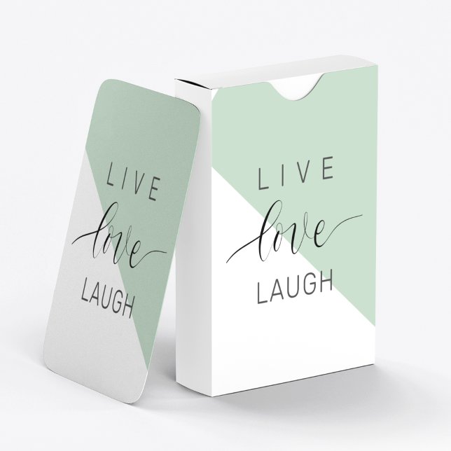 Live Love Laught Positive Motivation Mint Quote Playing Cards (Creator Uploaded)