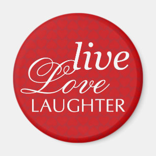 Live love laughter red heart valentine party favou magnet