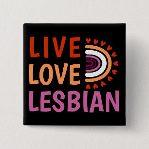 Live love lesbian boho rainbow celebrate diversity 15 cm square badge