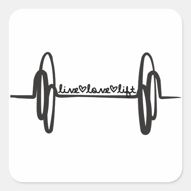 Live Love Lift Bar Black Square Sticker (Front)