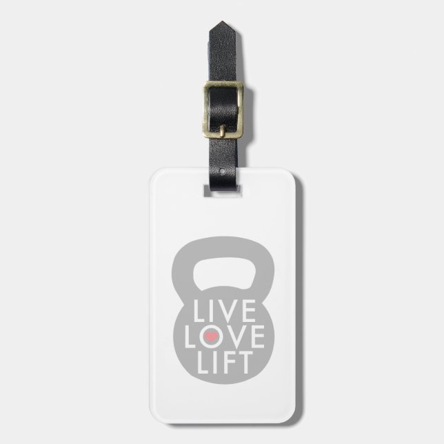 Live Love Lift in Grey Luggage Tag (Front Vertical)