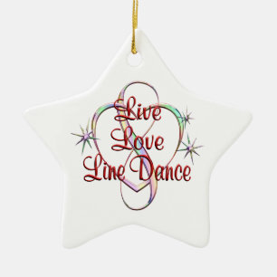 Live Love Line Dance Ceramic Tree Decoration