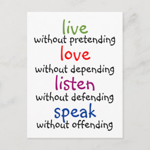 live, love, listen, speak postcard