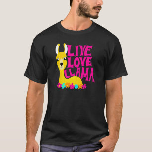 Live Love Llama Flower Power Animal Graphic T-Shirt