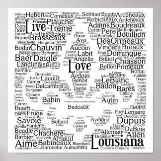 Live, Love, Louisiana Last Names Fleur - De - Lis Poster