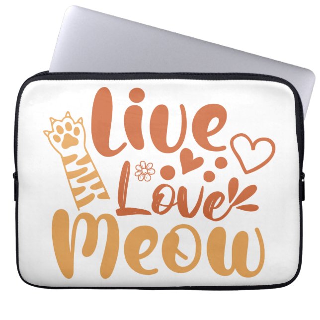 Live Love Meow Laptop Sleeve (Front)