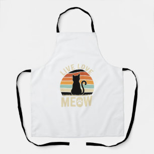 Live Love Meow Vintage Cat Sunset Design_1 Apron