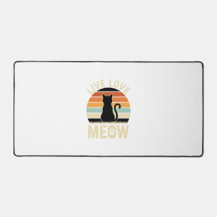 Live Love Meow Vintage Cat Sunset Design_1 Desk Mat