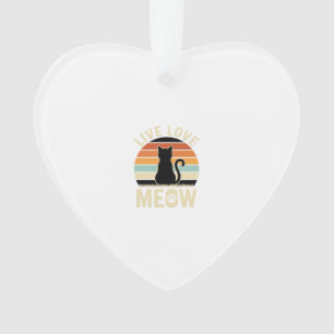 Live Love Meow Vintage Cat Sunset Design_1 Ornament