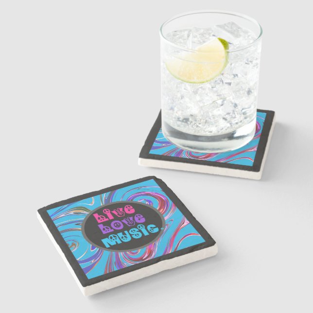 Live Love Music Stone Coaster (Side)