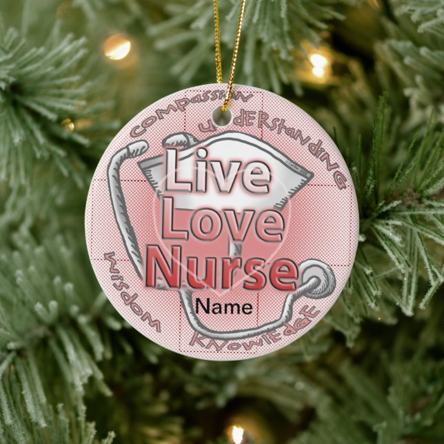 Live love nurse ceramic tree decoration (Tree)