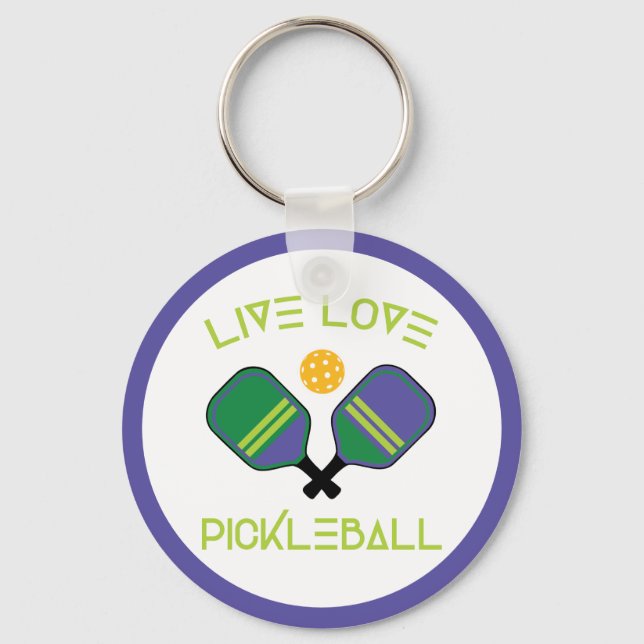 😍 Live, love , pickleball  double sided Keychain (Front)