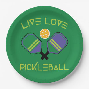 😍 Live, love , pickleball  green Paper Plates