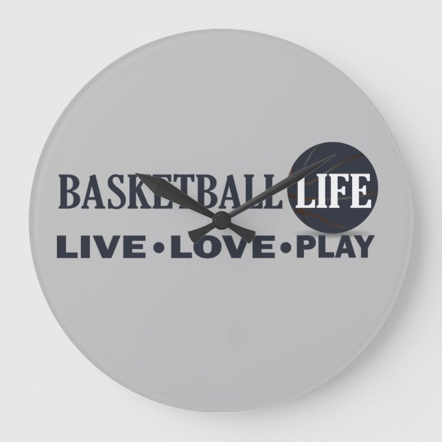 live love play basketball large clock (Front)