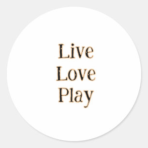 Live love play black orange sports player modern q classic round sticker