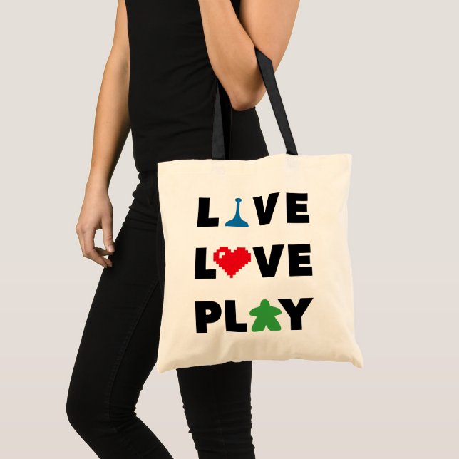 Live, Love, Play Black Text Basic Tote (Front (Product))