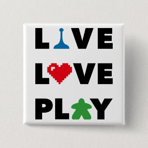 Live, Love, Play Black Text Button