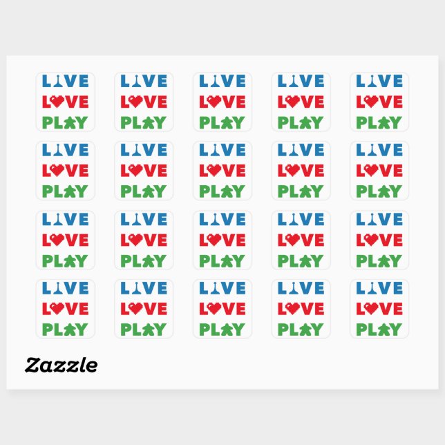 Live, Love, Play Colourful Stickers (Sheet)