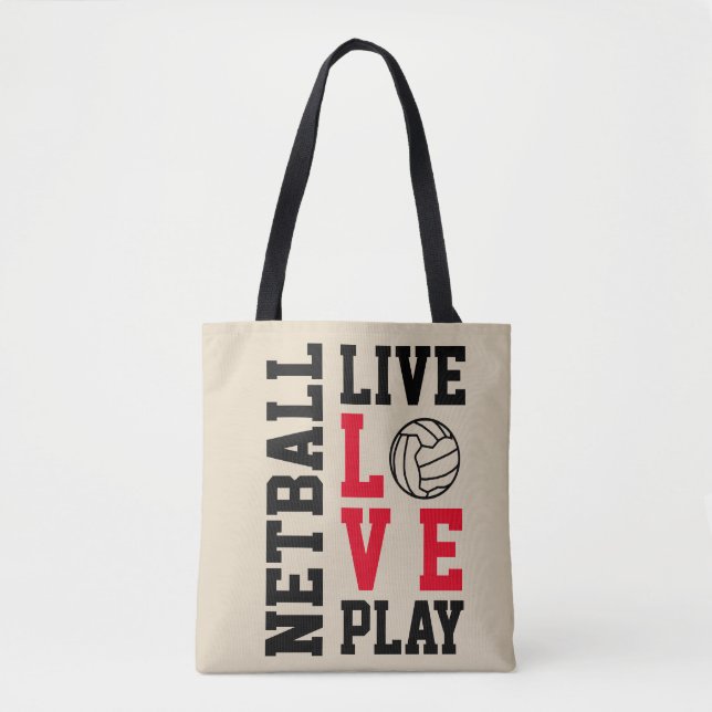 Live Love Play Netball Quote Tote Bag (Front)