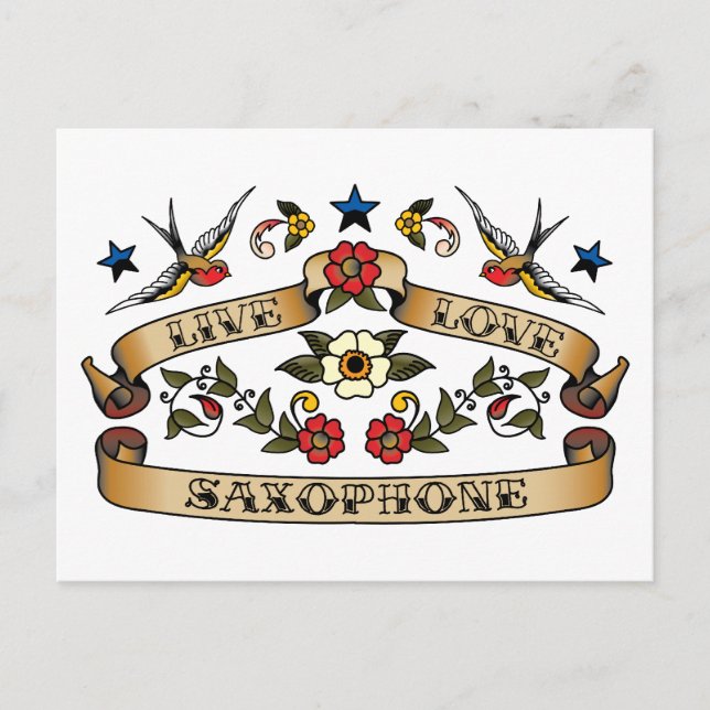 Live Love Saxophone Postcard (Front)
