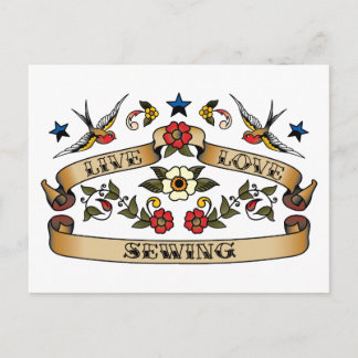 Live Love Sewing Postcard