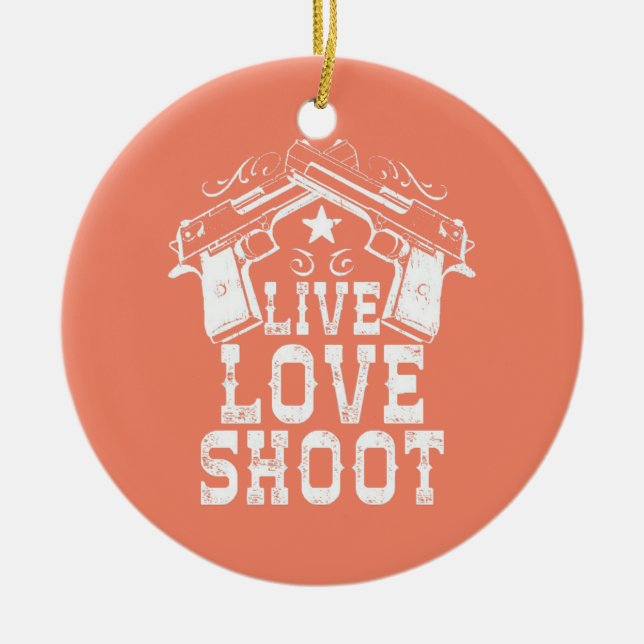 Live Love Shoot Ceramic Tree Decoration (Front)