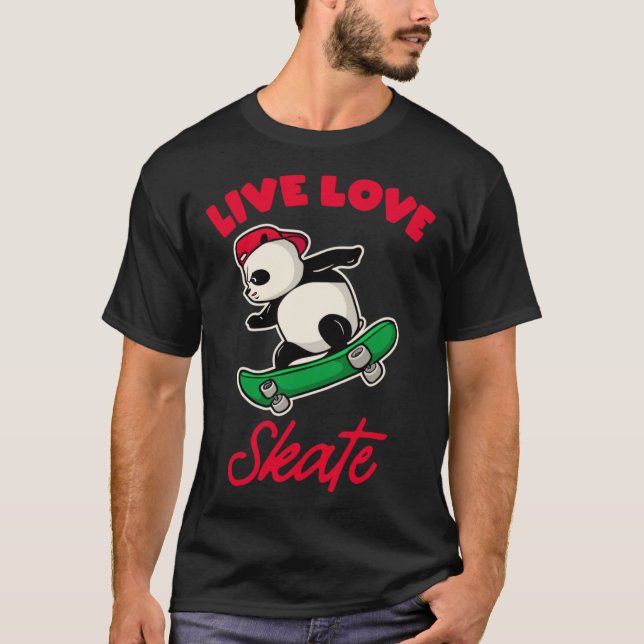 live love skate skater bear funny skateboard skati T-Shirt (Front)
